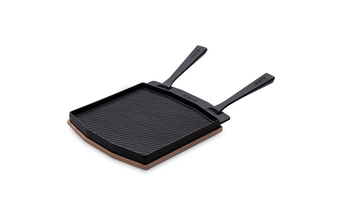 Ooni Dubbelzijdige Grizzlerplaat Met Afneembare Greep En Houten Bord - Afbeelding 2