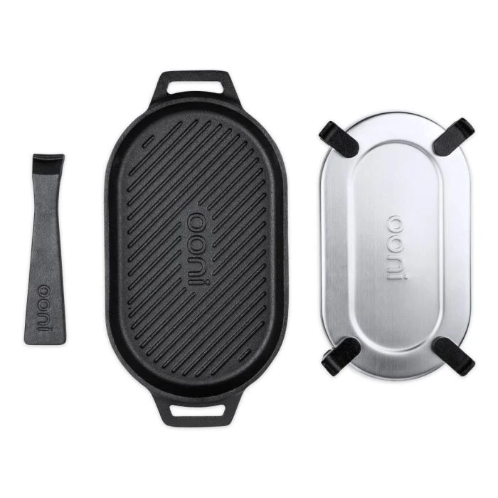 Ooni Gietijzeren Grizzler Pan Met Afneembare Greep En Houten Bord - Afbeelding 2